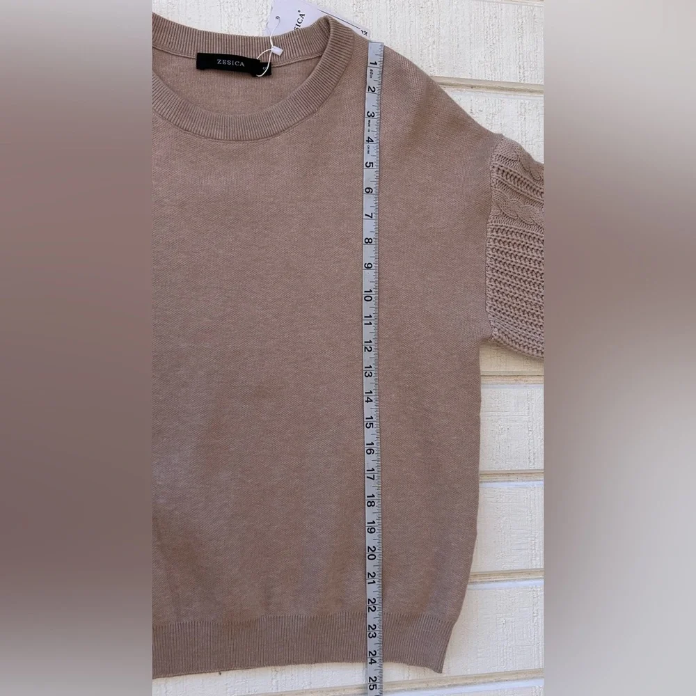 Zesica Women’s Smooth Knit Sweater Waffle/Cable Knit Sleeves Size‎ Small